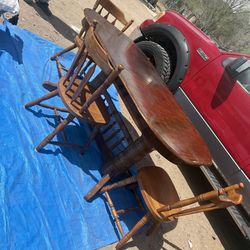 Wood Table With 3 Chairs