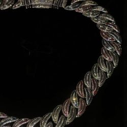 18k Gold Plated Glow In the Dark Enamel Cuban Link Chain 