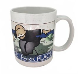 Vintage 1998 Monopoly Park Place Ceramic Coffee Mug Rich Uncle Pennybags READ