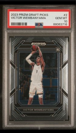 A2023 Panini Prizm Draft Picks #2 Victor Wembanyama RC PSA 10 PLUS ROOKIE BONUS CARDS READ