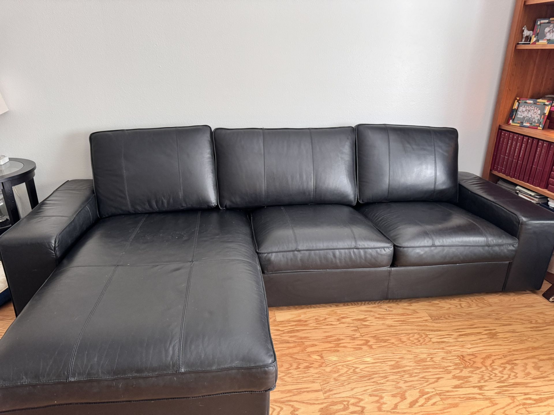 IKEA Black Leather Sofa