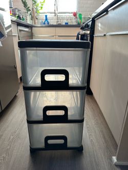 Clear Three Drawer Storage with Wheels