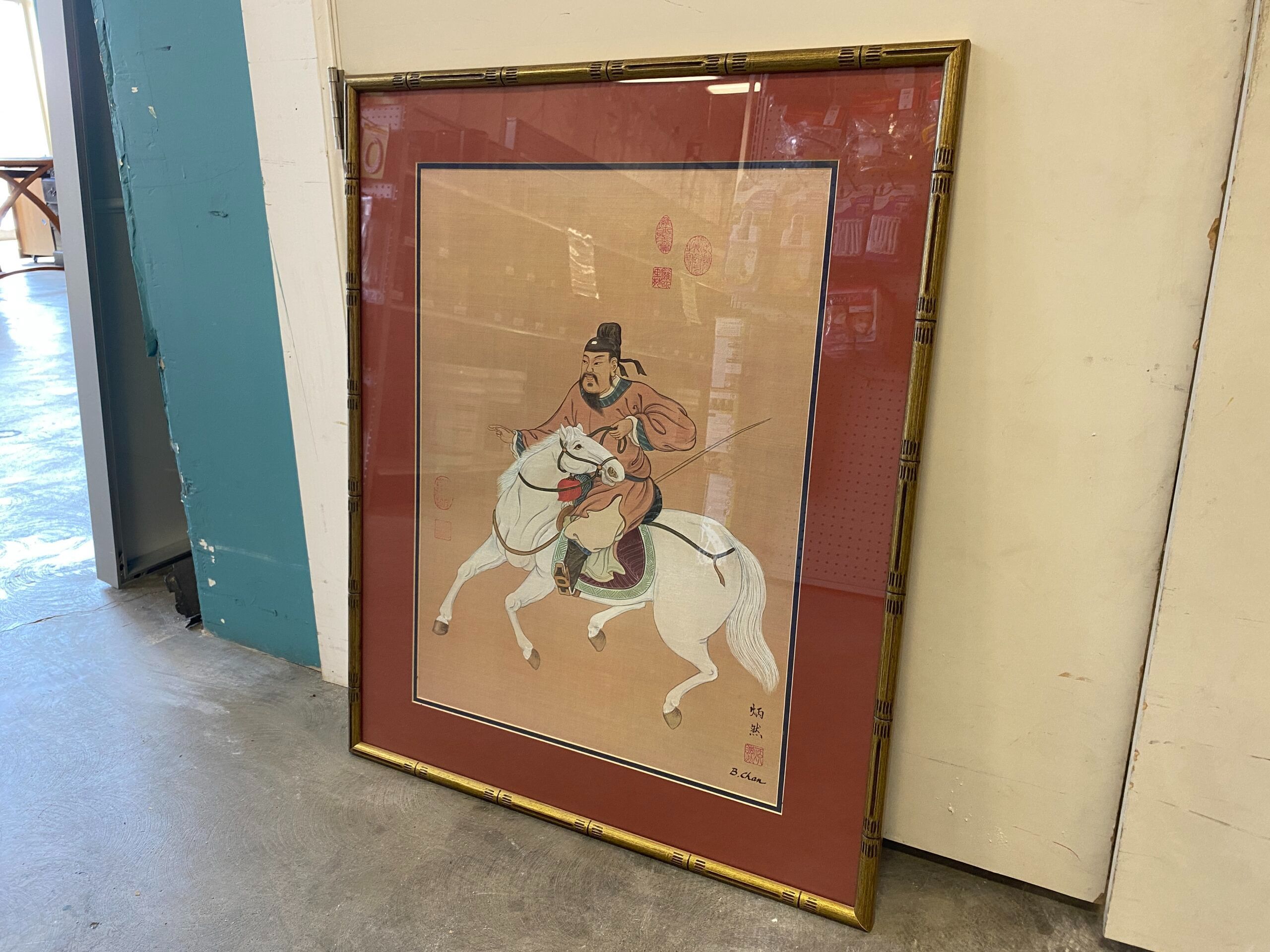 Tang Dynasty-style Horse & Rider Chinese Silk Print by B. Chan