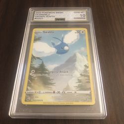 Pokemon Swablu Crown Zenith Galarian Gallery Full Art #GG27 AGS 10 Gem Mint