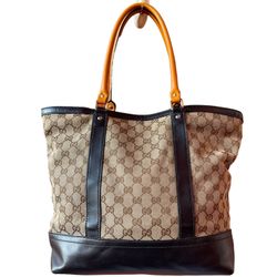 Gucci tote bag GG Supreme PVC x leather Brown Bag