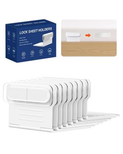 Fohil 8 Pack Bed Sheet Holders for Corners, Short Fitted Sheet Holders Firm&Tight, Heavy Duty Lock Sheet Holders Easy Installation, No More Loose Shee