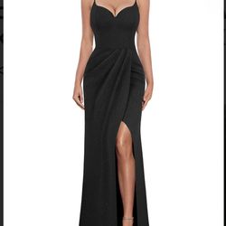 Elegant Black Evening Gown with Side Slit size XL