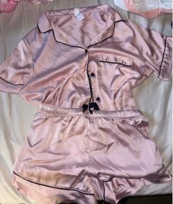 pink satin pj set