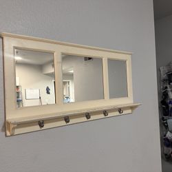 Entry way mirror and coat rack
