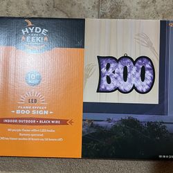 Hyde Eek Boo LED 10” Sign Flame Silhouette Purple Flame