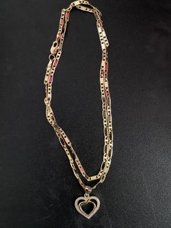 Gold plated cubic zirconia heart pendant & necklace