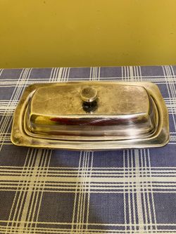 Vintage silver-plated covered butter dish - 3 piece