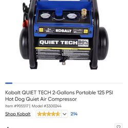 Kobalt QUIET TECH 2-Gallons Portable 125 PSI Hot Dog Quiet Air Compressor