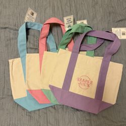 trader joe's mini pastel canvas tote bags (all colors, going fast!)