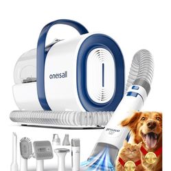 oneisall Dog Grooming Vacuum, Pet Grooming Vacuum with Clipper Nail Grinder, 1.5L Dust Cup Dog deshedding Brush with 7 Tools for Shedding Pet Hair, Ho