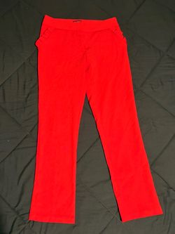 Cropped Red Straight-Leg Pants