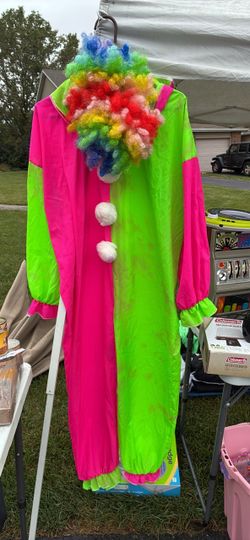 Clown Costume with Rainbow Wig