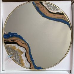 24” Diameter Mirror With Geode Resin Design 