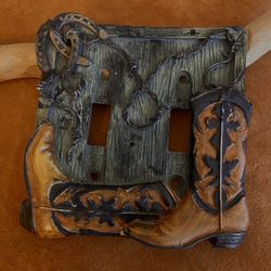 Western Cowboy Double Light Switch Cover
