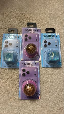 Spinpop Squishy Phone Grip – Glitter Cube & Glitter Dumpling