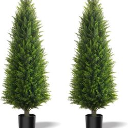 BRAND NEW.. Artificial Cedar Topiary Trees (2 Pack) - UV Resistant