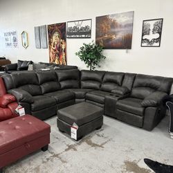 Black | PEWTER tambo Reclining Sectional 