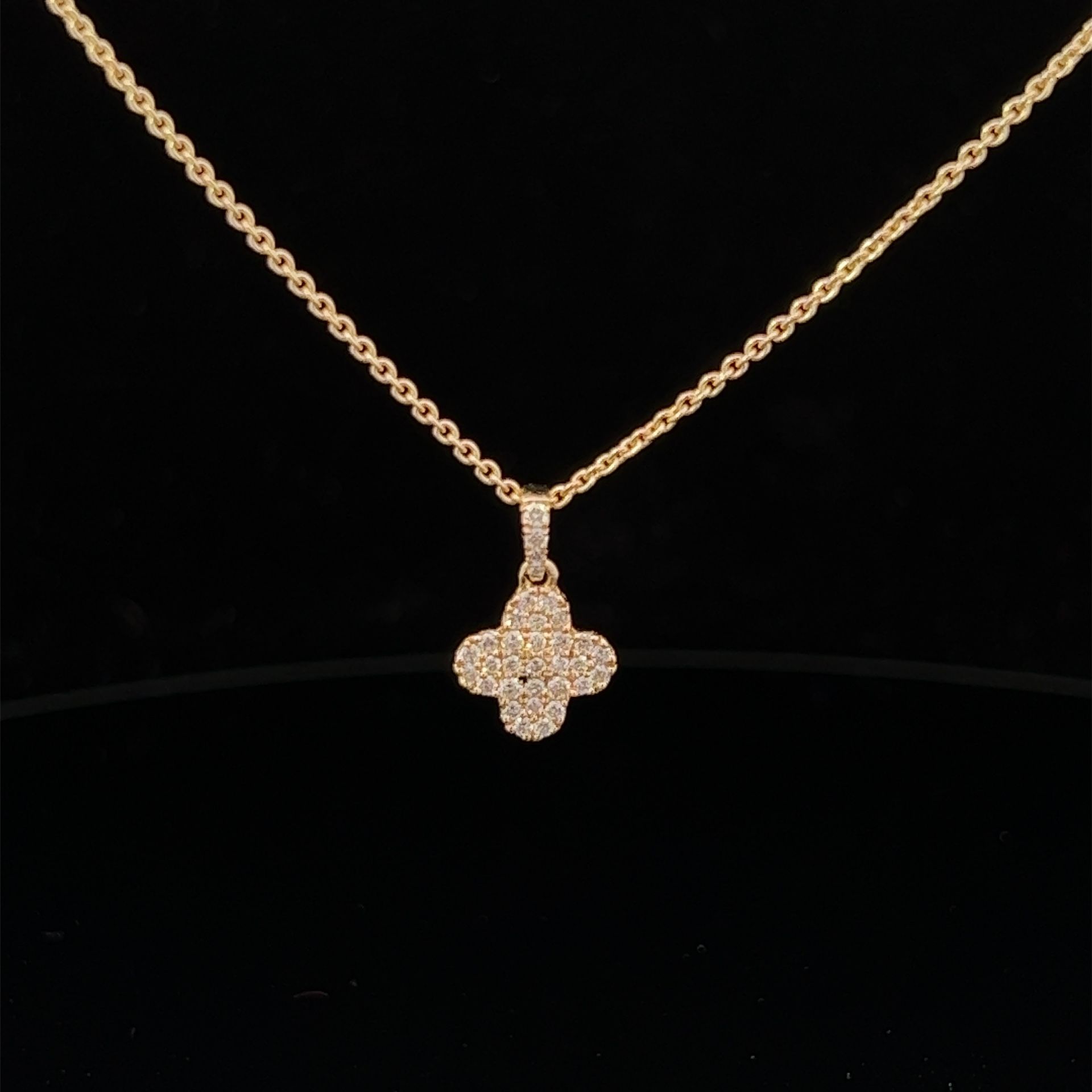 14k Diamond Clover Pendant