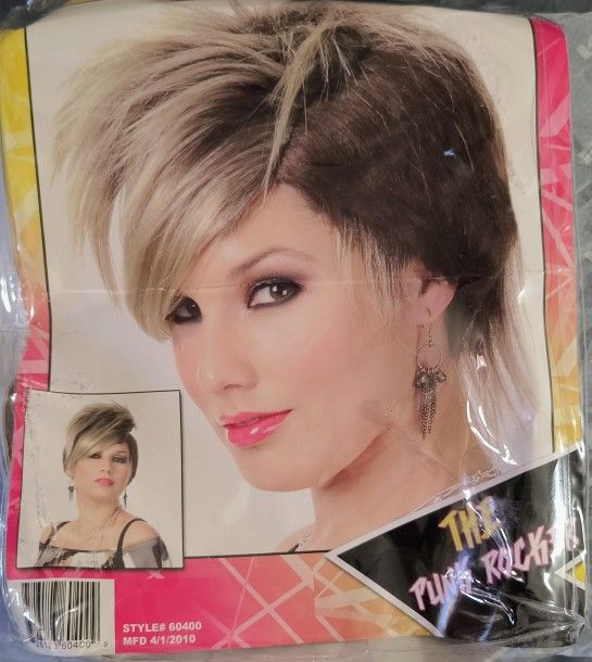 Short Brown and Blonde The Punk Rocker 80s Wig