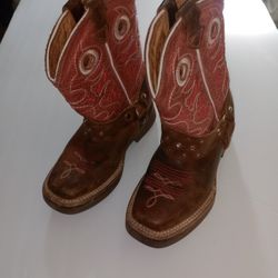 Girls Leather Cowboy Boots Size 9