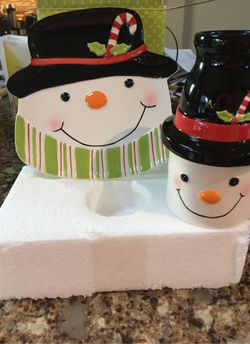 Christmas Snowman milk and Cookie Plate