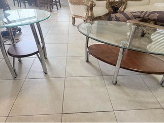 Elegant Glass Top Coffee Table & End Table Set