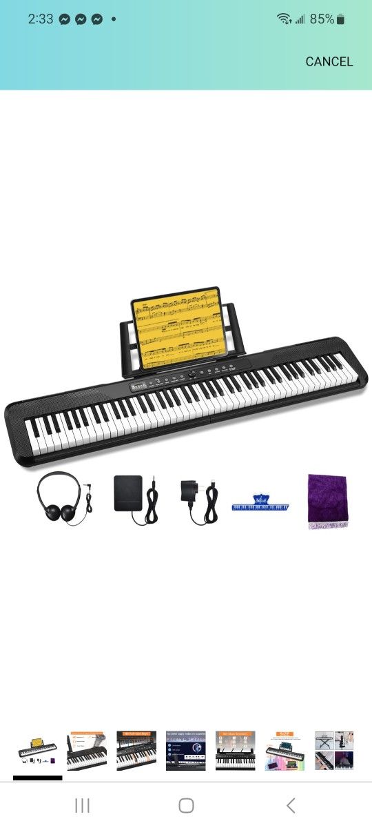 88 Key Digital Piano, Semi Weighted Electronic Keyboard Piano with Music Stand, Power Supply, Sustain Pedal, Bluetooth, MIDI, for Beginner Professiona