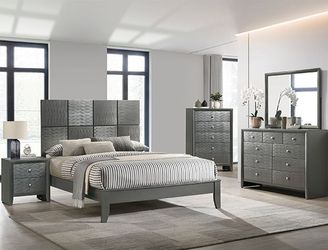 Bedroom set 4 pc Queen size Gunmetal finish, New Especial price