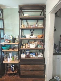 LIBRARY SHELVING RECLAIMED WOOD & FORGED METAL