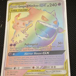 Pokemon Gengar & Mimikyu GX 186/181 SM-Team Up Secret Rare Holo