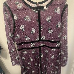 Xhilaration Women’s Purple Lace With Velvet Dress, Size Xl