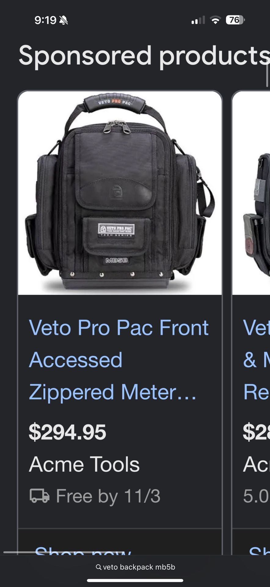 Veto Pro PAC Mb5b Blackout 