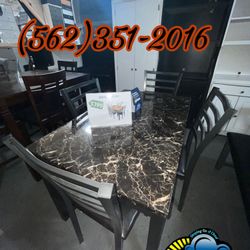 Four Dining Table New Faux Marble New Chairs