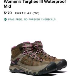 Keen Targhee III 9.5 US Mid Waterproof Leather Hiking Boots Weiss/Boysenberry