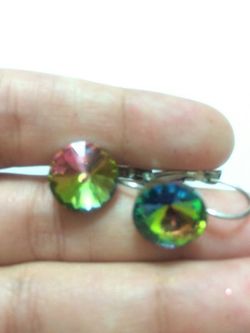 Drop earrings multicolored diamond