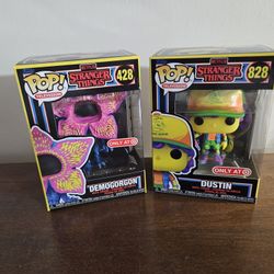 Funko Pop Stranger Things Set Of 2 Target Exclusive Demogorgon And Dustin Blacklight Pair