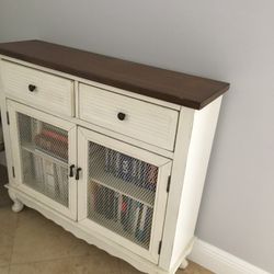 Country Style Console Table with Drawers & Shelves
