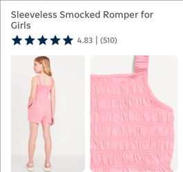 Sleeveless Smocked Romper for Girls SIZE L (10-12)