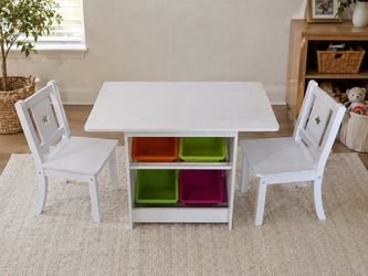 Kids’ Table & 2 Chairs with 4 Storage Bins