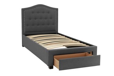 Brand new charcoal linen twin storage bedframe