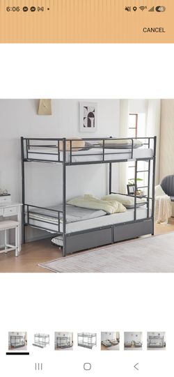 Grey Metal Bunk Beds with Matresses!!!