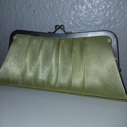 Green clutch evening bag