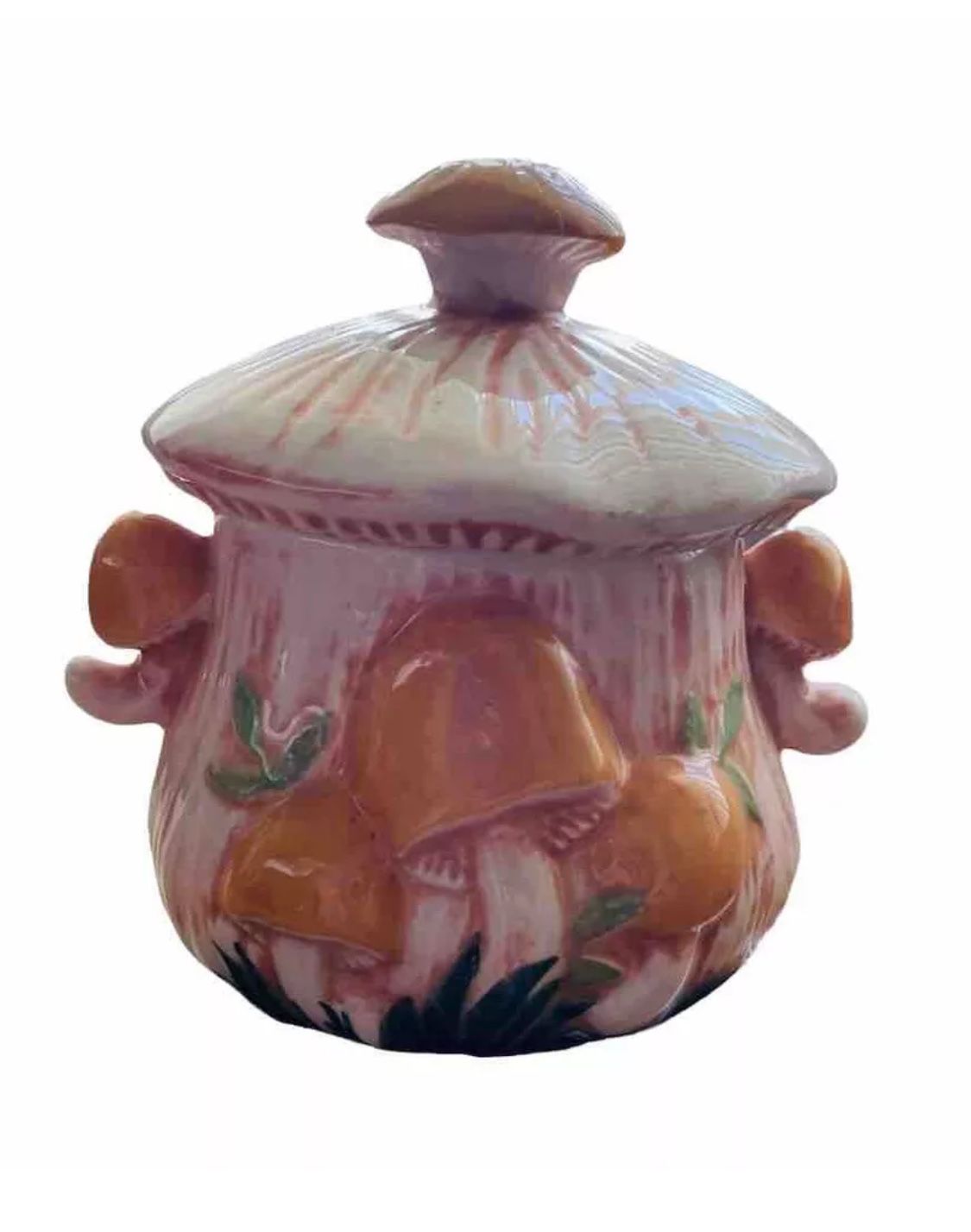 Vintage Arnel's Mushroom Ceramic Sugar Set Multicolor Home Kitchen Decor