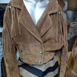 Brown Leather Fringe Coat