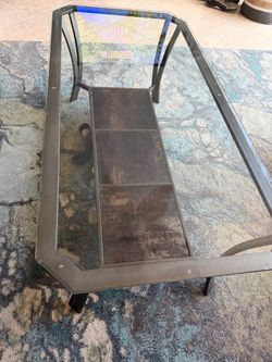 REDUCED!!! Glass and metal coffee table and end table set
